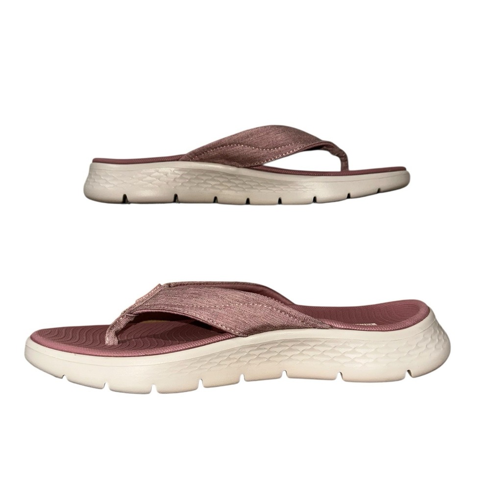 Skechers GOwalk Goga Mat Flip Flops Womens 7 Mauve Comfort Sandals - Picture 2 of 8